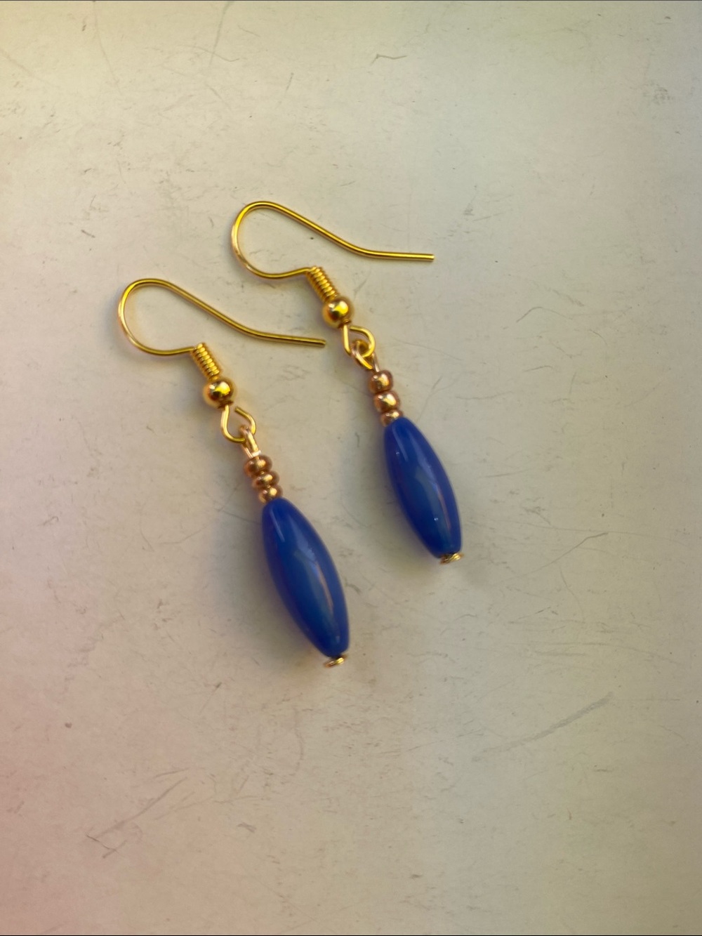 Good Vibes Only Blue Teal and gold drop earrings! So cute! 🥰